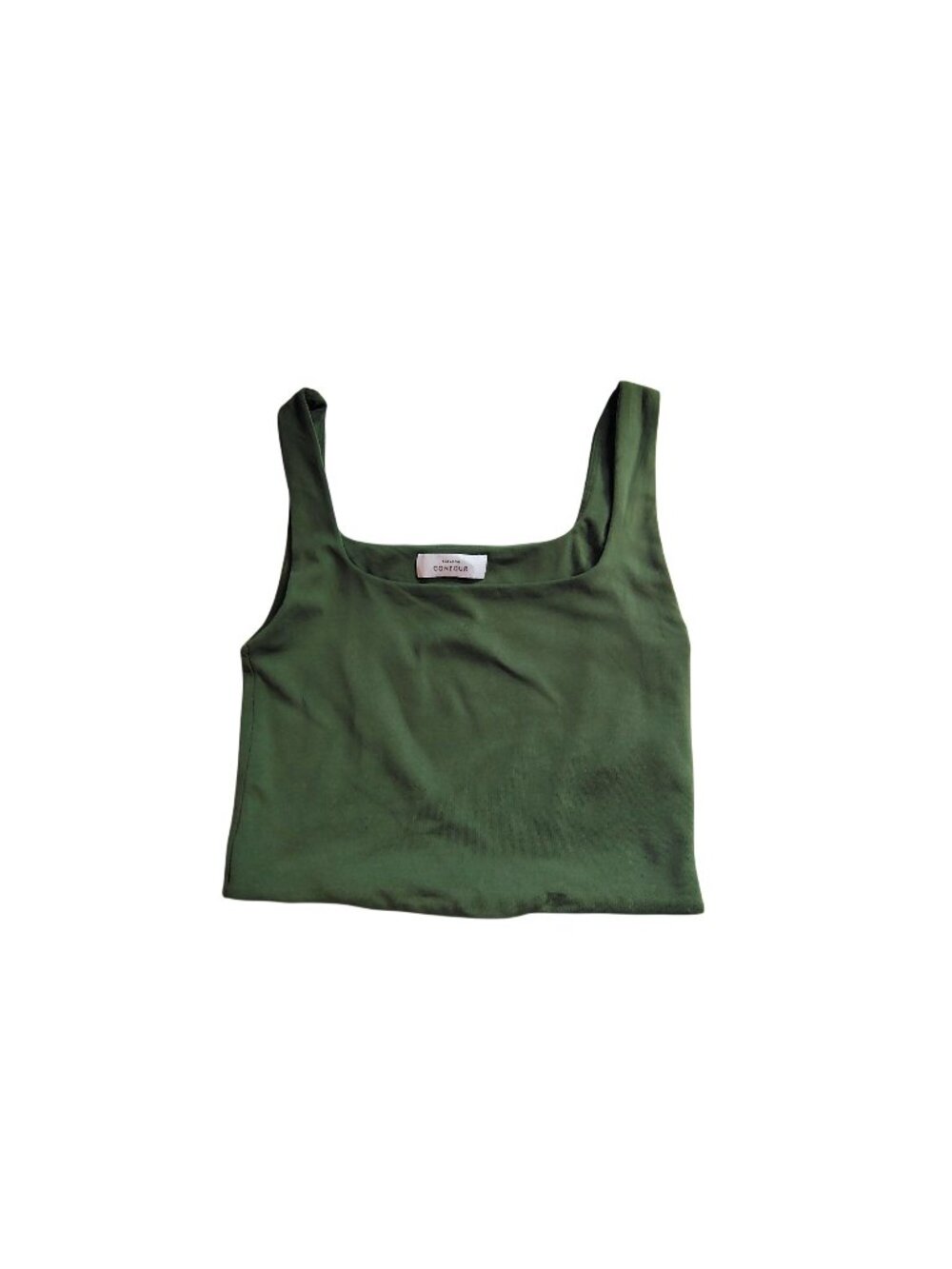 Babaton Contour Womens Green Cropped Tank Top Square Neckline Stretchy *Size*